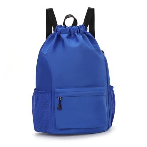Valleycomfy Waterproof Drawstring Gym Backpack Bag for Men & Women Blue - color: A-blue