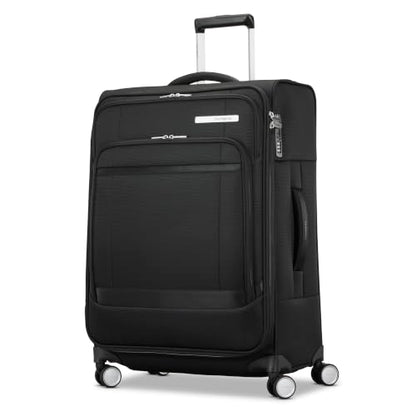 Samsonite Soft-Sided Medium Checked 25-Inch Expandable PortLift Suitcase: Durable, 360° Spinner Wheels, Adjustable Handle, TSA Lock, 2 Front & Side Pocket- Black - color: Black, size: 25-Inch Checked-Medium