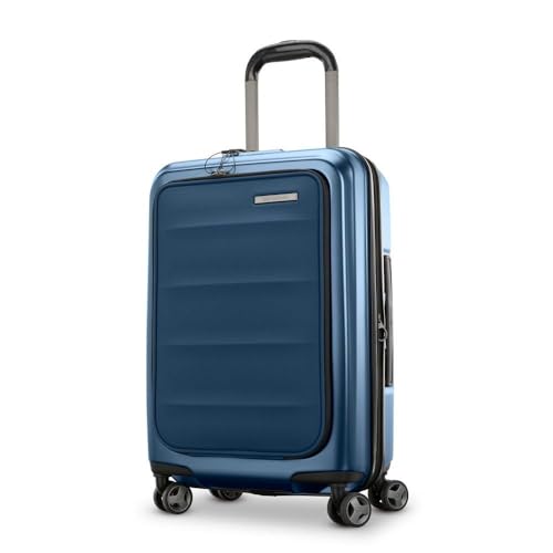 Samsonite Octiv Lightweight Hardshell 21-Inch Pro Carry-On Luggage - Durable & Impact Resistant, 360° Aero Trac Spinner Wheels, Adjustable Handle, Expandable Suitcase, TSA Approved Lock - Blue - color: Blue Denim, size: Front Pocket Carry-On 21 inch