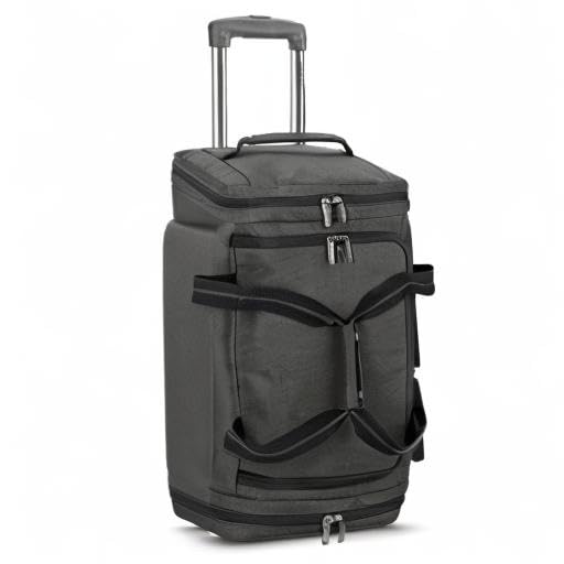 Solo New York Rolling Duffle Bag with Wheels - Wheeled Carry On Luggage for Travel, Roller Duffel for Men & Women, Telescoping Handle System, Separate Shoe & Laundry Compartment - Leroy, Gray - color: Grey