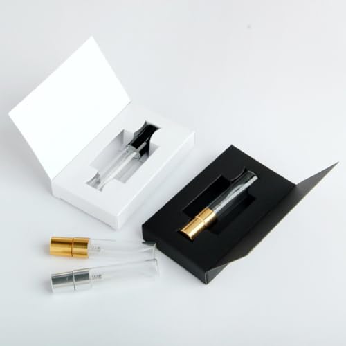 ZJchao Perfume Empty Bottle Gift Package Box 10ml Travel Size Spray Bottle Essential Oil Container Set of 10 Black White Cardboard Paper Packaging