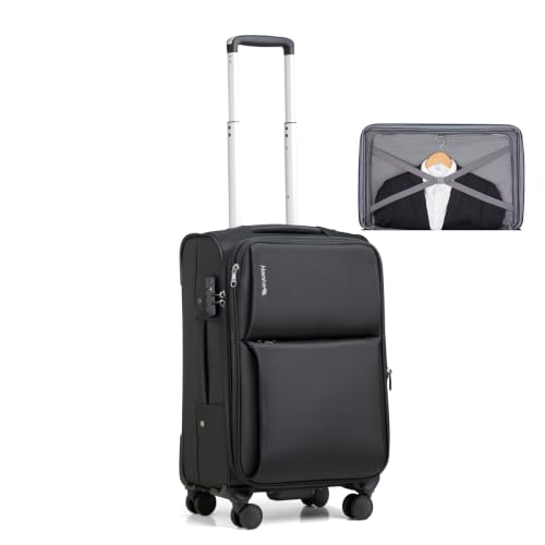 Hanke Carry On Luggage 22x14x9 Airline Approved with Garment Compartment - color: Black, size: 20 Inch Carry on