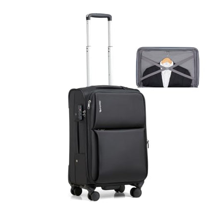 Hanke Carry On Luggage 22x14x9 Airline Approved with Garment Compartment - color: Black, size: 20 Inch Carry on