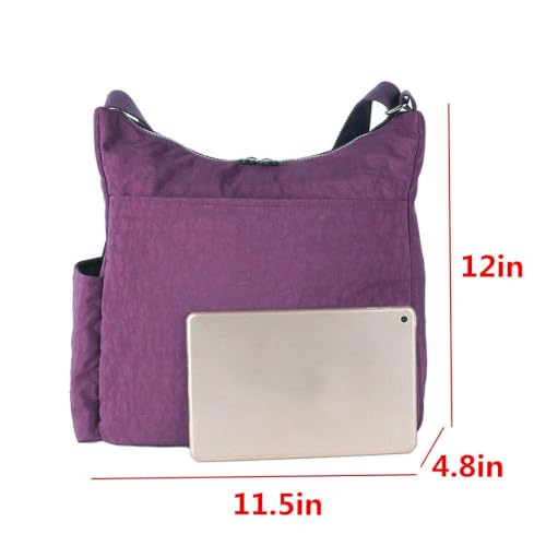 MHCNLL Women's Nylon Crossbody Purse, Anti-Theft RFID Lightweight - color: Purple
