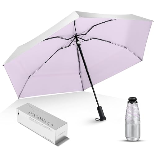 Mini Travel Umbrella - UPF 50+ Sun Protection Compact Manual Open Folding - color: 03.Purple