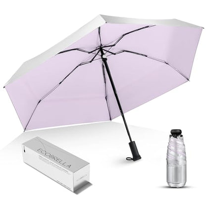 Mini Travel Umbrella - UPF 50+ Sun Protection Compact Manual Open Folding - color: 03.Purple