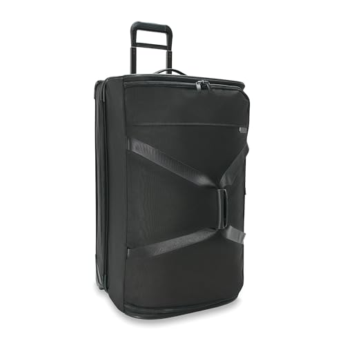 Briggs & Riley Large 2-Wheel Duffle - Checked Luggage for Travel, Suitcases with Wheels, Softside Rolling Bag for Men & Women, Self-Repairing Zipper - Baseline Collection, Black