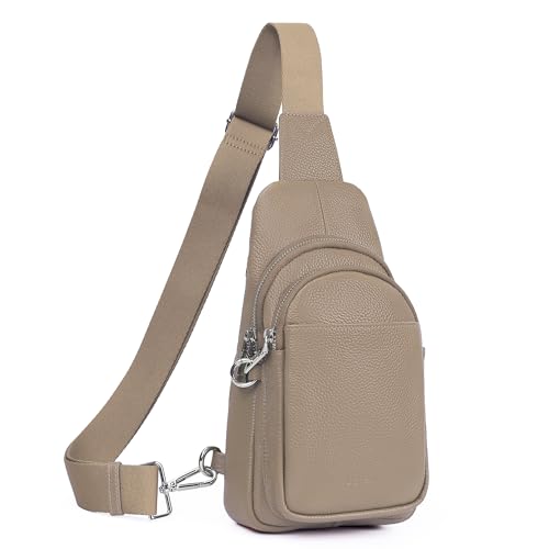 befen Genuine Leather Sling Bag for Women Anti-Theft Crossbody Chest Bags Fanny Packs for Travel with RFID Card Slots - color: Taupe