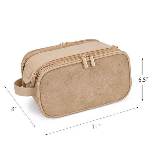 Wrangler Large Makeup Bag Travel Toiletry Bag Portable Cosmetic Bag - color: Carved-Beige