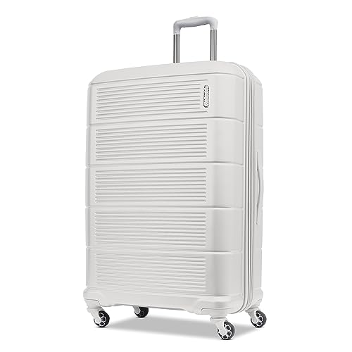 American Tourister Stratum 2.0 Expandable Hardside Luggage with Spinner Wheels, Checked-Large, White - color: White, size: 28-Inch Checked-Large