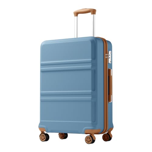 Kono 24 Inch Luggage Suitcase with Spinner Wheels TSA Lock - color: Apricot Blue, size: 24-inch Medium-checked