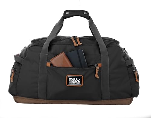 Eddie Bauer Bygone Duffel | Travel | Lightweight | Durable | Rugged Polyester/Nylon | U-Shaped Main Compartment - color: Black, size: 40L