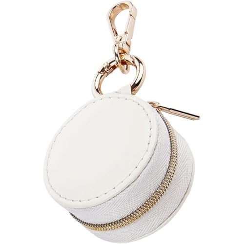 Jewelry Ring Holder Keychain Small Portable Travel Sports Case, White - color: White
