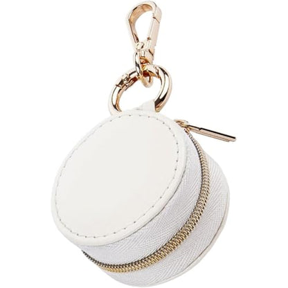 Jewelry Ring Holder Keychain Small Portable Travel Sports Case, White - color: White