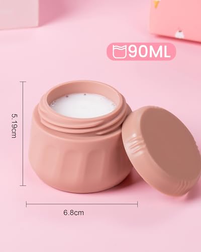 Mrsdry Travel Containers for Toiletries, TSA Approved Travel Size Toiletries 4 Pack, Refillable Containers, With Clear Bag, Leak Proof Silicone Jars, Essentials Creams Jars Carrying Small Items - color: Red Soil, size: 3 Ounce (90ML)