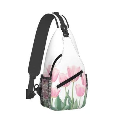 SUPLUCHOM Sling Bag Tulip Flower Hiking Daypack Crossbody Shoulder Backpack Travel Chest Pack for Men Women - color: B0157