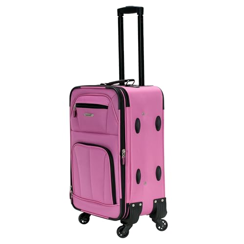 Rockland Pasadena Expandable Spinner Carry-on 19", Pink - color: Pink