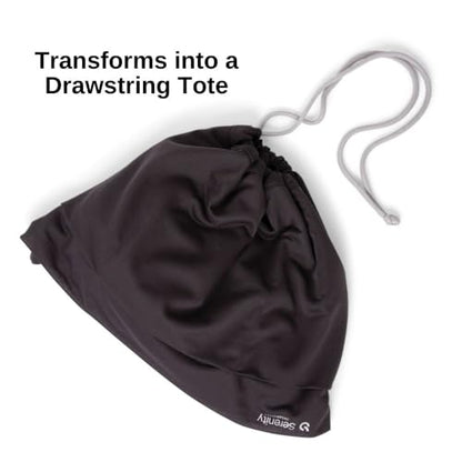 Airplane Tray Organizer/Tote with 4 Storage Pockets, Back Seat Airplane Tray Cover, Converts into a Drawstring Tote, Washable, Durable & Lightweight (2.8 oz) Airplane Travel Essentials - color: Charcoal