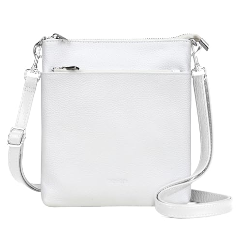 befen Genuine Leather Crossbody Purses for Women Travel Cross Body Bags Lightweight with Adjustable Shoulder Strap | Real Leather, Detachable Shoulder Strap, Lightweight, Adjustable Shoulder Strap, Compact Size, Daily Travel Use, Slim - color: A01-white