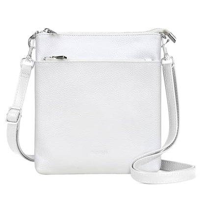 befen Genuine Leather Crossbody Purses for Women Travel Cross Body Bags Lightweight with Adjustable Shoulder Strap | Real Leather, Detachable Shoulder Strap, Lightweight, Adjustable Shoulder Strap, Compact Size, Daily Travel Use, Slim - color: A01-white