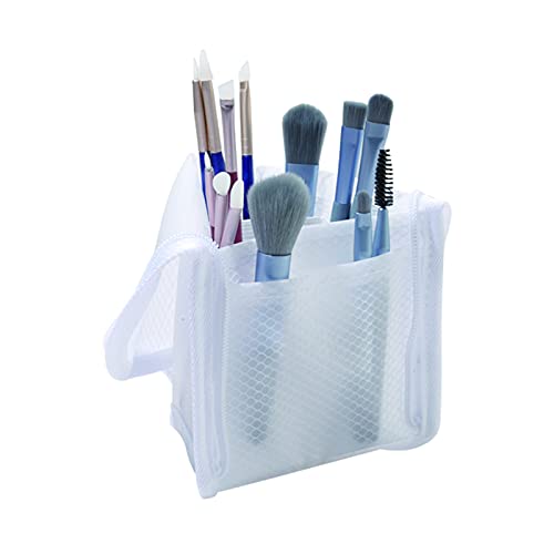 Patu Standing Travel Toiletry Bag - Transparent Waterproof PVC Mesh Pouch with Triangle Design for Bathroom Essentials & Personal Care, White - color: White