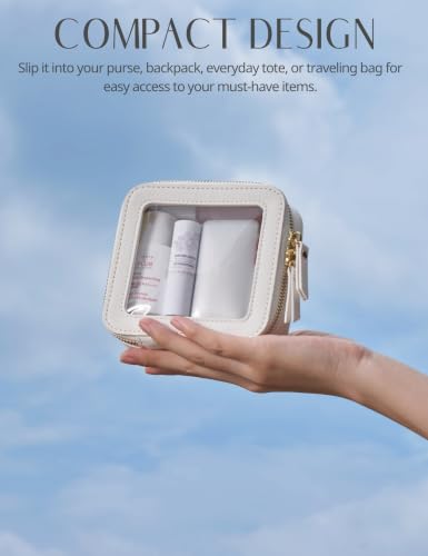 Popvibe Clear Makeup Bag with Zipper, Set of 2, Mini and Medium, White - color: White, style: Mini & Medium