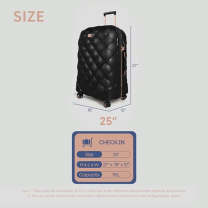 25'' Luggage,Expandable,PC Hardshell Suitcases w/Wheels - color: BLACK, size: 25 inch Single Piece