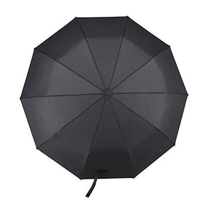2 PACK Automatic Auto Open Close Large Canopy Umbrella - 10 Rib STRONG Reinforced Windgard WINDPROOF Frame With Fiberglass - Compact Portable Lightweight Travel Umbrella (2 PACK Black)