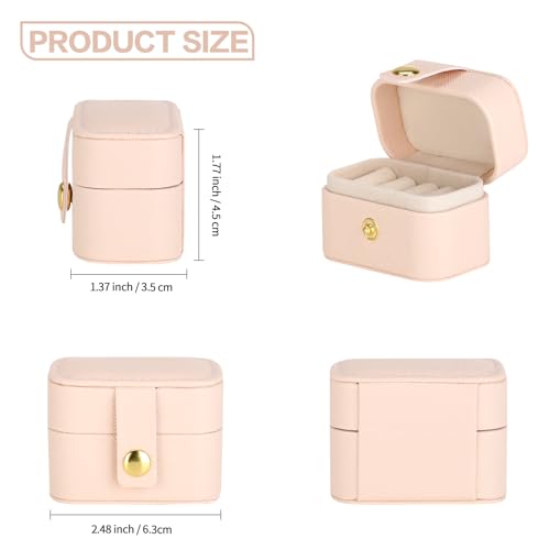 KUKUVR Small Travel Jewelry Ring Stud Earring Box (Pink) - color: Pink