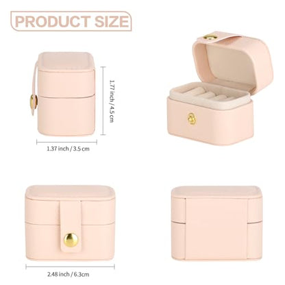 KUKUVR Small Travel Jewelry Ring Stud Earring Box (Pink) - color: Pink