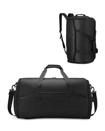 NPBAG Convertible Garment Duffle Bags for Travel - Carry on Garment Bag, Suit Bag for Men & Women, 3 in 1 Foldable Travel Duffle Backpack with Shoulder Strap (Black) - color: Black