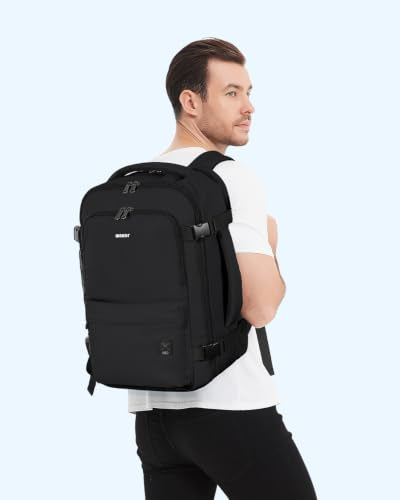WANDF Personal Item Travel Bag 18x14x8, Carry On Laptop Backpack (Black) - color: B-black, size: 18x14x8
