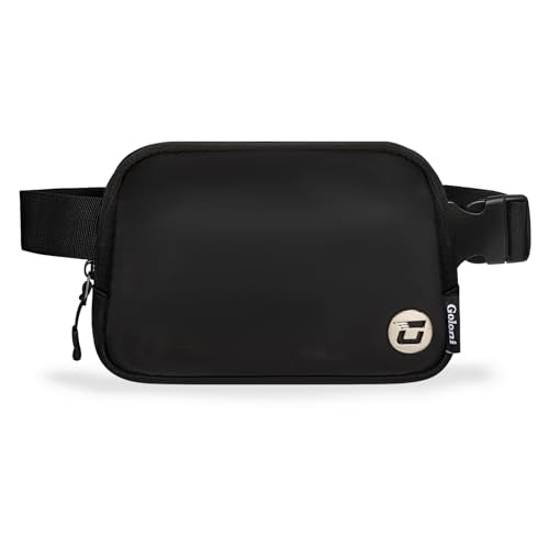 Goloni Women Waterproof Crossbody Fanny Pack Adjustable 1.1L Waist Belt Bag - color: Black