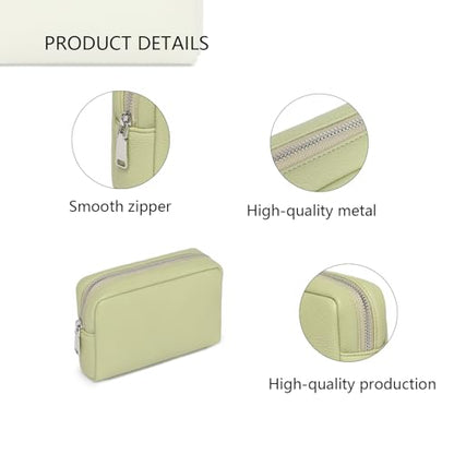 Makeup Bag for Purse Travel Cosmetic Bag (PU Sage Green) - color: Sage Green