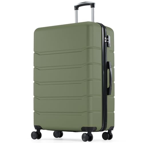 NEWBULIG 28 Inch Checked Luggage, Expandable Suitcase with Spinner Wheels - color: Green, size: 28 Inch