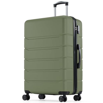 NEWBULIG 28 Inch Checked Luggage, Expandable Suitcase with Spinner Wheels - color: Green, size: 28 Inch