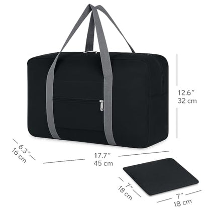 Lightweight Foldable Travel Duffel Bag – Compact Carry-On Luggage for Overnight Trips, Unisex Weekender Bag (Black) - color: Black