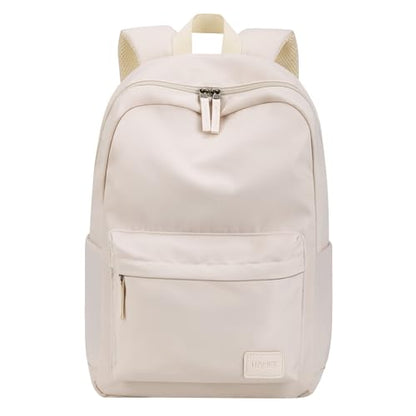 HOMIEE School Backpack Lightweight Casual Laptop Backpack Unisex Bookbag - color: Beige