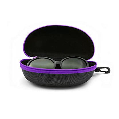 3pcs Zipper Hard Shell Sunglasses Case and Eyeglasses Case Portable Travel Glasses Case with Plastic Hook - color: Purple