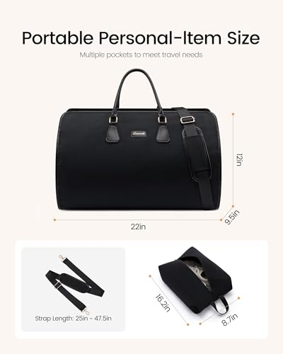 LOVEVOOK Garment Bags for Travel,3 in 1 Garment Duffle Bags with Shoe Pouch - color: Black-1, size: Large-3 Pcs