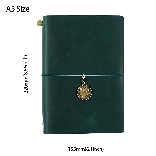 Genuine Leather TN Travel Notebook Protective Cover Journal Sketchbook Planner Agenda Diary Personal Organizers Noteboo (Green A5) - color: Green A5