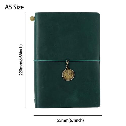 Genuine Leather TN Travel Notebook Protective Cover Journal Sketchbook Planner Agenda Diary Personal Organizers Noteboo (Green A5) - color: Green A5