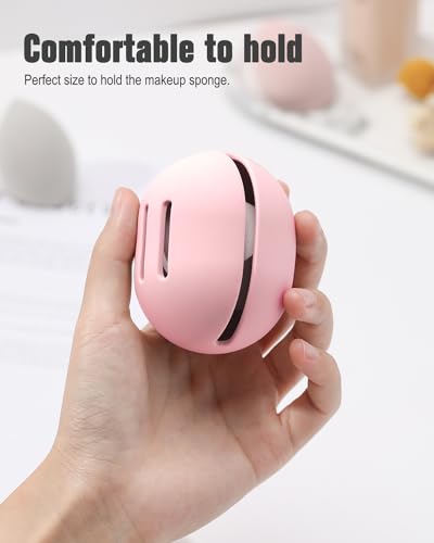 FERYES Makeup Sponge Holder – Shatterproof Eco-Friendly Silicone Beauty Make Up Blender Case for Travel - Pink - color: 1 Pc Pink