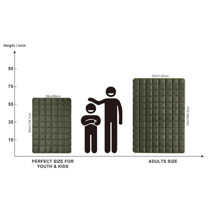 Large Camping Blanket Lightweight Puffy Camp Blanket - color: Dark Green, size: 52x75"