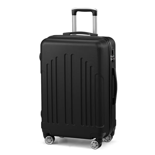 Karl home 24in Checked Luggage, Medium Suitcase with Wheels, Black - color: Black, size: 24 Inch
