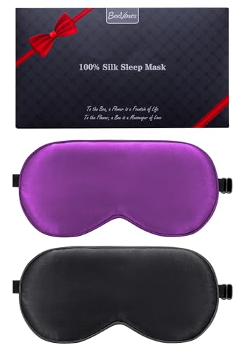 BeeVines 100% Silk Sleep Mask, Blackout Eye Masks(Black & Rich Purple) - color: 11- Black & Rich Purple