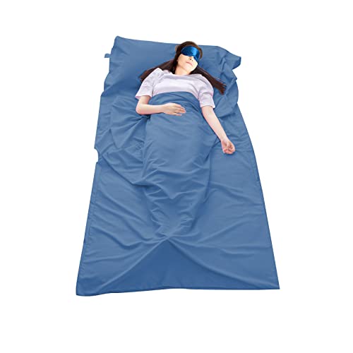 Sleeping Bag Liner, Camping Travel Home Bed Sheet Compact Sacks - color: Blue, size: 45.3 * 82.7"