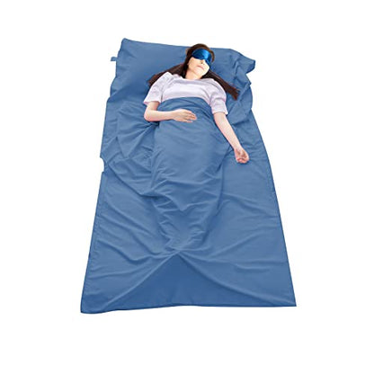 Sleeping Bag Liner, Camping Travel Home Bed Sheet Compact Sacks - color: Blue, size: 45.3 * 82.7"