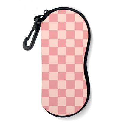 Sunglasses Soft Case, Ultra Light Portable Neoprene Zipper Glasses Case for Men Women - color: Pink Plaid