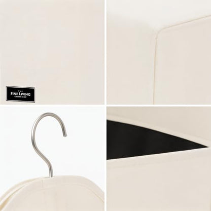 The Fine Living Co. Hanging Laundry Hamper Bag, Heavy Duty Hanger, Space Saving Closet Hamper Organizer (Beige) (Pack of 2) - color: Cream, size: Single Compartment (Pack of 2)